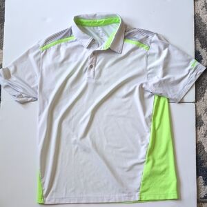 Slazenger White and Neon Green Polo Shirt